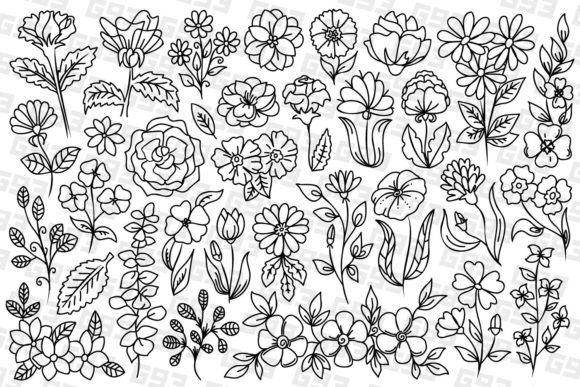 Download Line Art Flowers - Line art flowers Collection