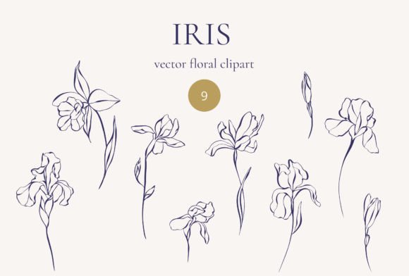 Download Iris Flowers. Vector Line Art Flowers - Line art flowers Collection