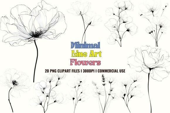 Download Minimal Line Art Flowers Clipart - Line art flowers Collection