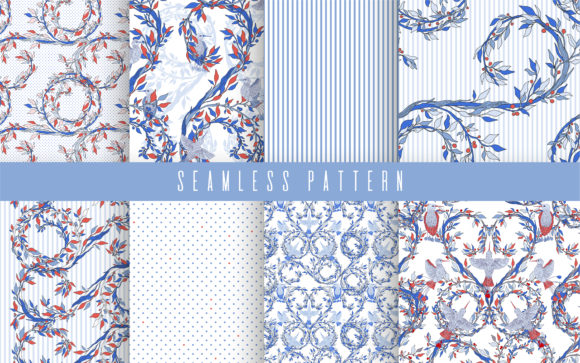 Download Nature Flower Bird Pattern Set - Bird pattern Collection