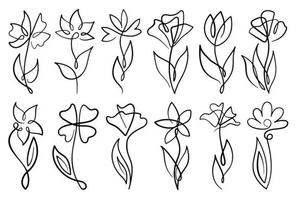 Download Line Art Flowers with Single Line - Line art flowers Collection