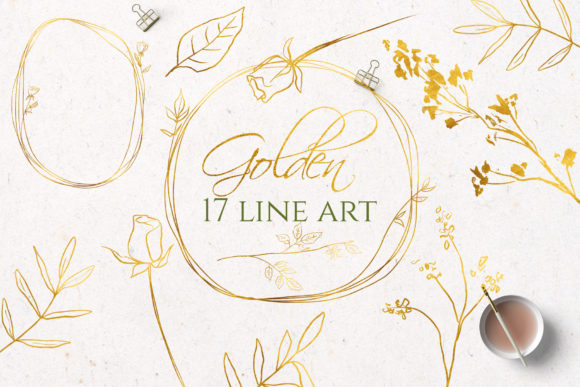 Download Gold Line Art Flowers Clipart - Line art flowers Collection