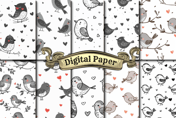 Download Minimal Bird Pattern Digital Paper - Bird pattern Collection
