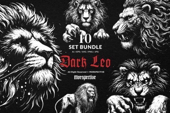 Download 10 Bundle Dark Art Leo Zodiac Lion Beast - Lion Collection