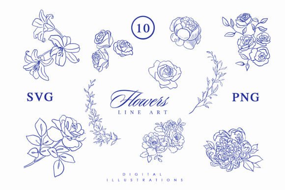 Download Botanical Line Art Flowers - Line art flowers Collection
