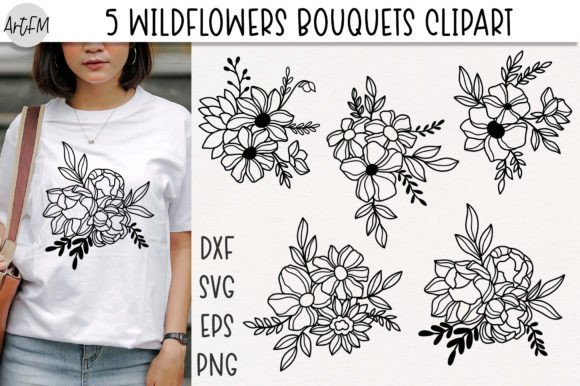 Download Wildflower Bouquets | Line Art Flowers - Line art flowers Collection
